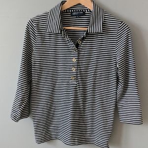 Jones New York Cotton Capri Sleeve Shirt Size M